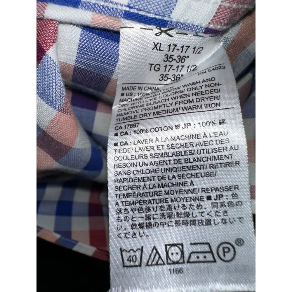 Banana Republic Men’s XL Button Down Shirt – Red Blue Plaid – 100% Cotton